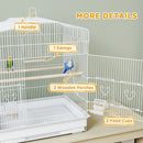 PawHut 59cm Large Bird Cage with Perches, Food Bowls, Swing, White