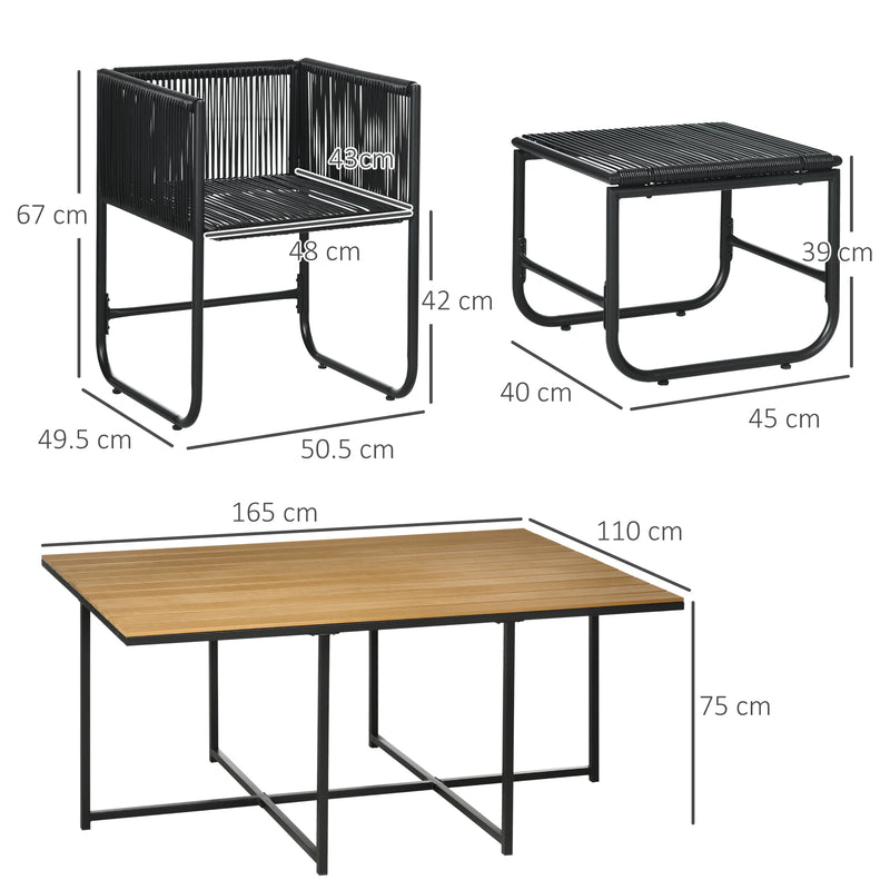 Outsunny Rattan Dining Set, Garden Table & Chair Sets w/ Space-saving Design