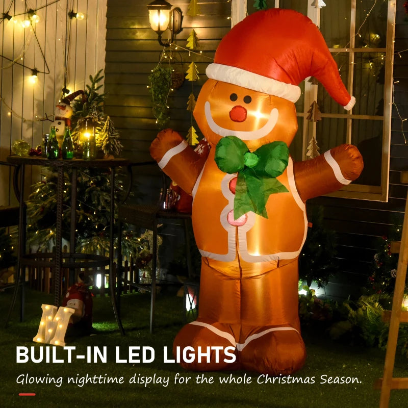 HOMCOM Christmas Inflatable Gingerbread Man with Lights 6ft