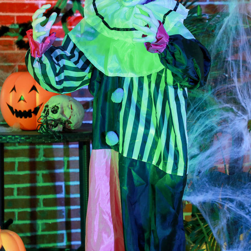 HOMCOM Halloween Clown Animatronic Prop with Light Up Eyes, for Indoor Outdoor