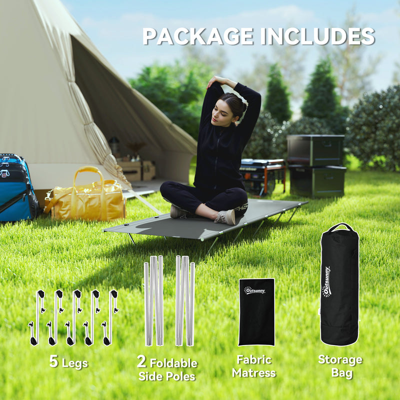 Outsunny Lightweight Camping Cot Portable Compact Sleeping Bed w/ Carry Bag