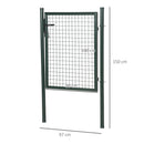 HOMCOM Steel Garden Gate Security Barrier Mesh Fence W/ Lock, 97cm X 150 Cm