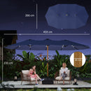 Outsunny Double Sided Garden Parasol With 48 Solar LED Lights 4.6m Dark Blue