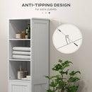 HOMCOM Freestanding Bathroom Tall Cabinet With Adjustable Shelf, White