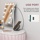 HOMCOM Hollywood Lighted Makeup Mirror With Magnifier, USB Port, Phone Holder