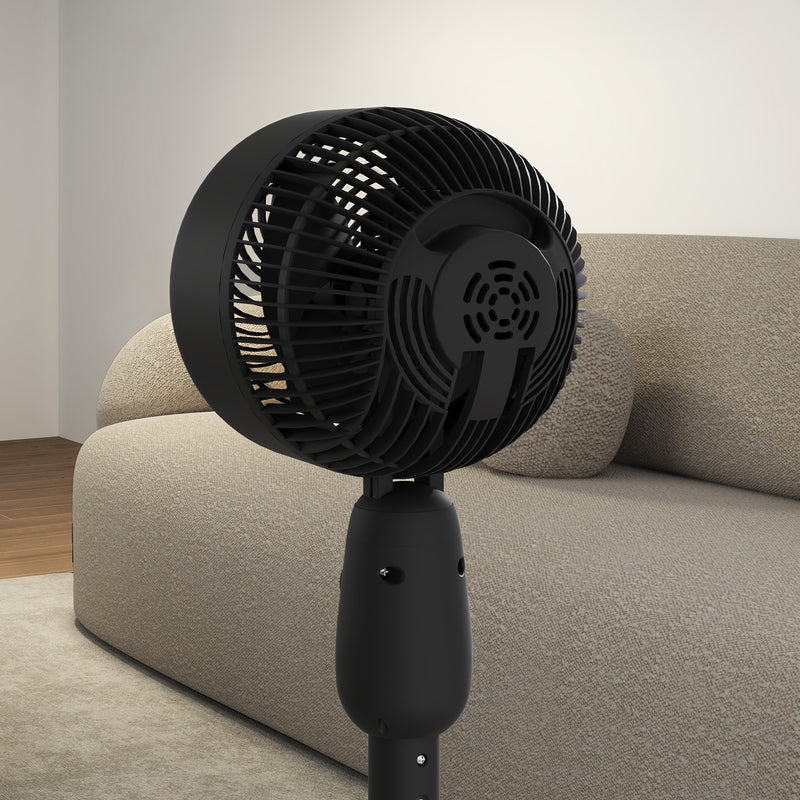 HOMCOM Pedestal Fan for Bedroom, Powerful Air Circulator with 3 Speed, Black