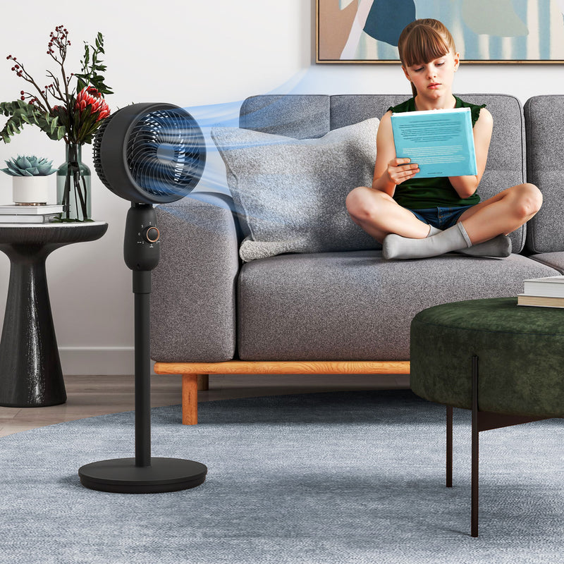 HOMCOM Pedestal Fan for Bedroom, Powerful Air Circulator with 3 Speed, Black