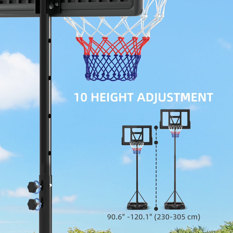 SPORTNOW 2.3-3.05m Basketball Hoop and Stand with Weighted Base and Wheels