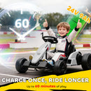 AIYAPLAY 24V Electric Go Kart With Drift Mode, Adjustable Seat, White