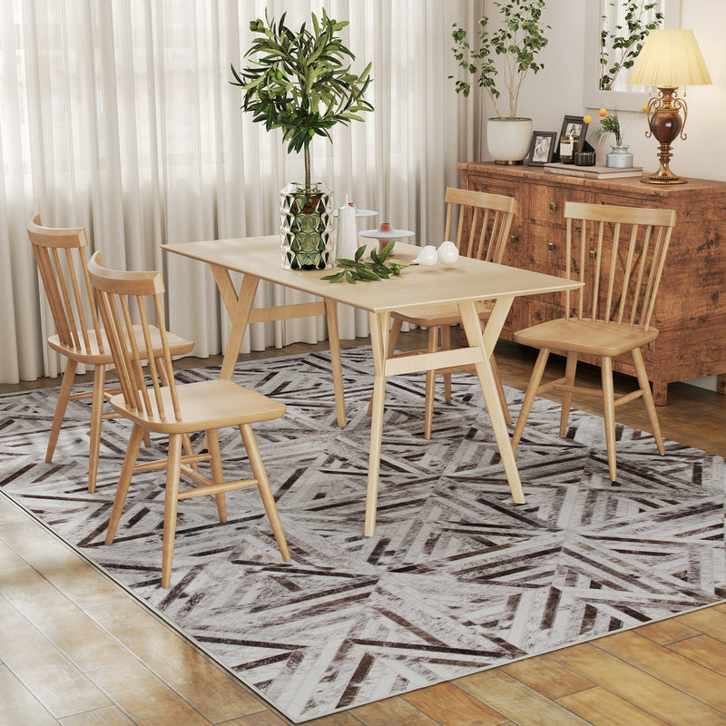 HOMCOM Non-Slip Washable Rug, Chenille Floor Carpet for Living Room,