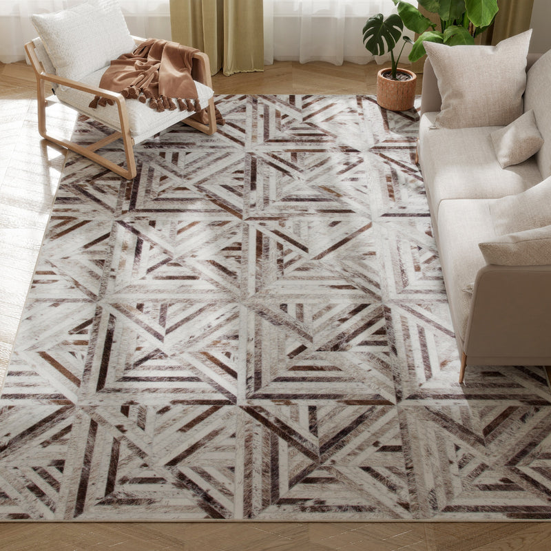 HOMCOM Non-Slip Washable Rug, Chenille Floor Carpet for Living Room,