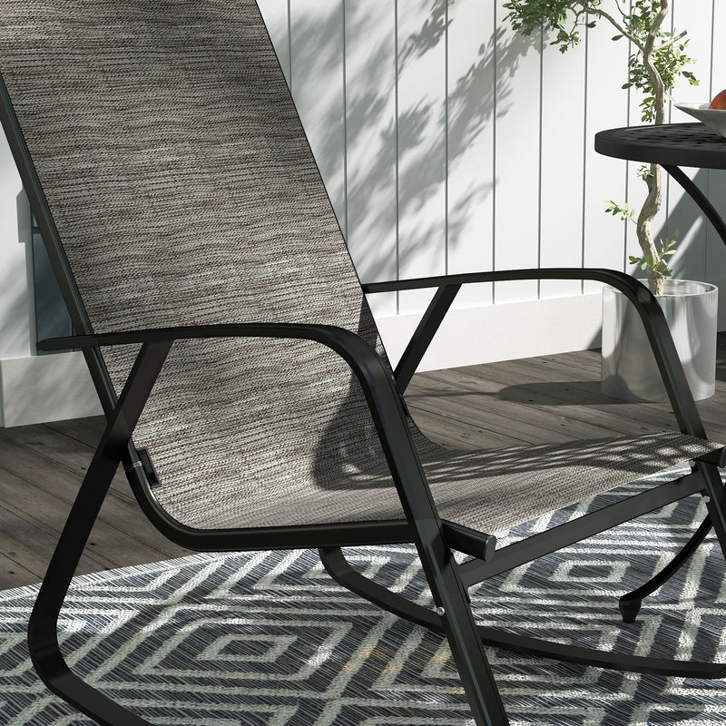 Outsunny Garden Rocking Chair With Armrests, High Back