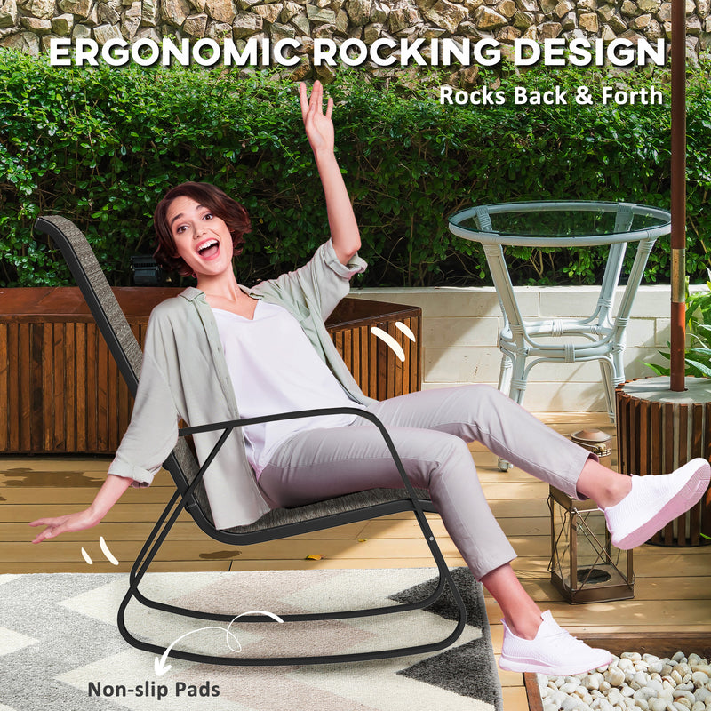 Outsunny Garden Rocking Chair With Armrests, High Back