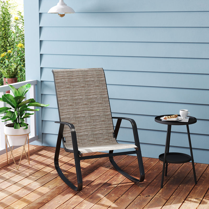 Outsunny Garden Rocking Chair With Armrests, High Back