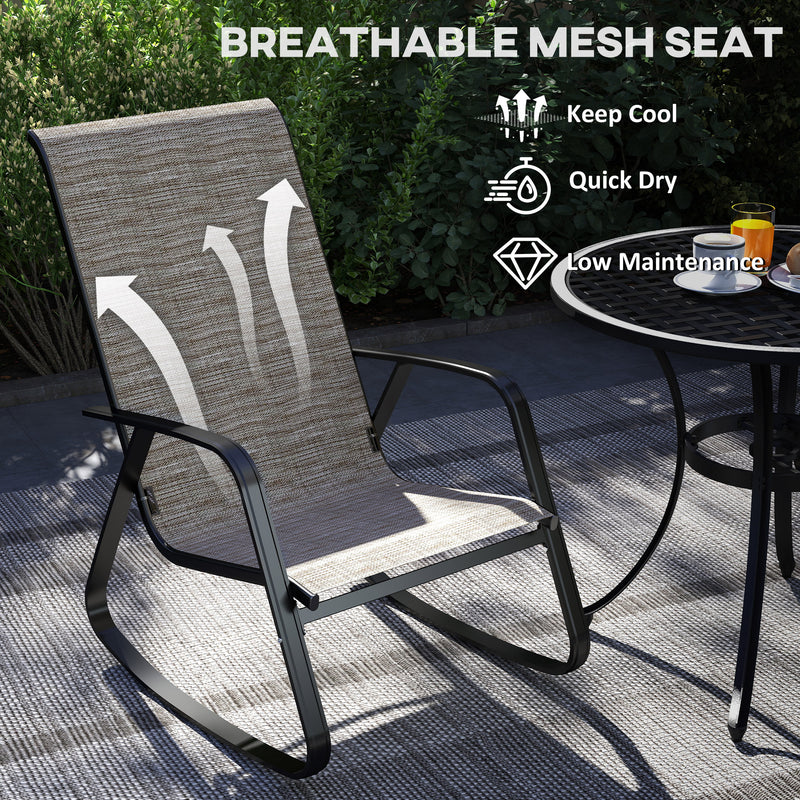 Outsunny Garden Rocking Chair With Armrests, High Back