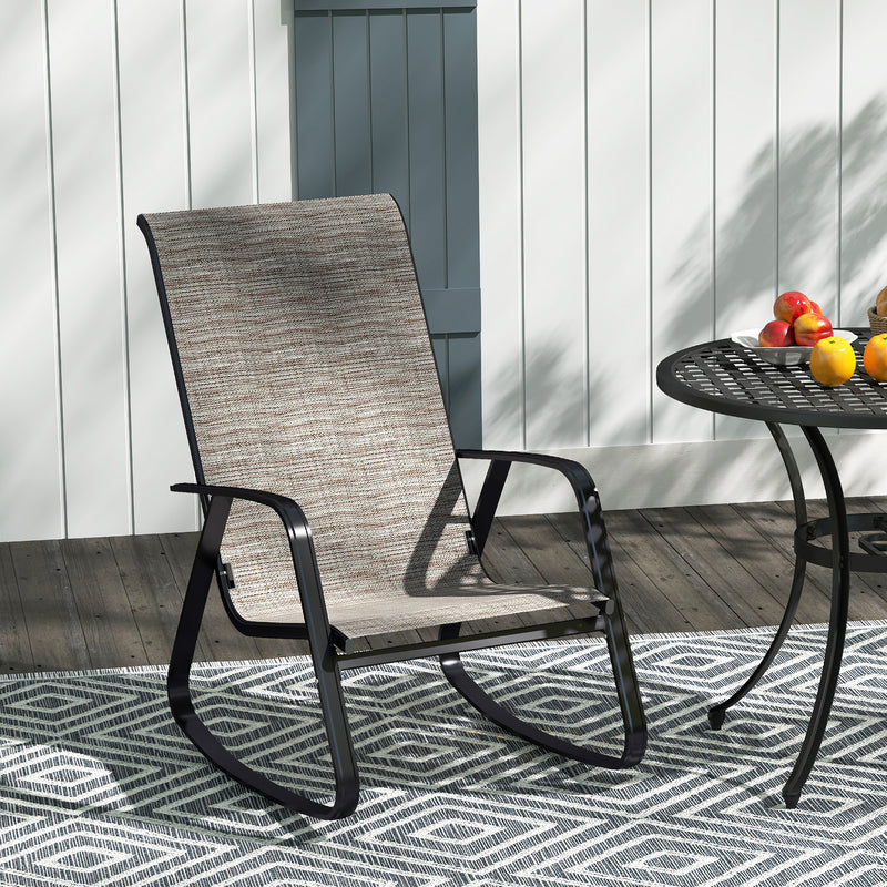 Outsunny Garden Rocking Chair With Armrests, High Back