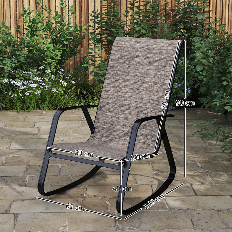Outsunny Garden Rocking Chair With Armrests, High Back