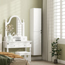 HOMCOM Wall Mounted Slim Bathroom Storage Cabinet with 6-Tier Shelf White