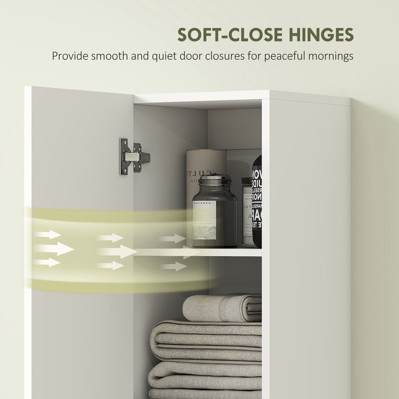 HOMCOM Wall Mounted Slim Bathroom Storage Cabinet with 6-Tier Shelf White