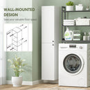 HOMCOM Wall Mounted Slim Bathroom Storage Cabinet with 6-Tier Shelf White