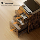 HOMCOM 3 Drawer File Cabinet Rolling Filing Cabinet For A4 And Letter Brown