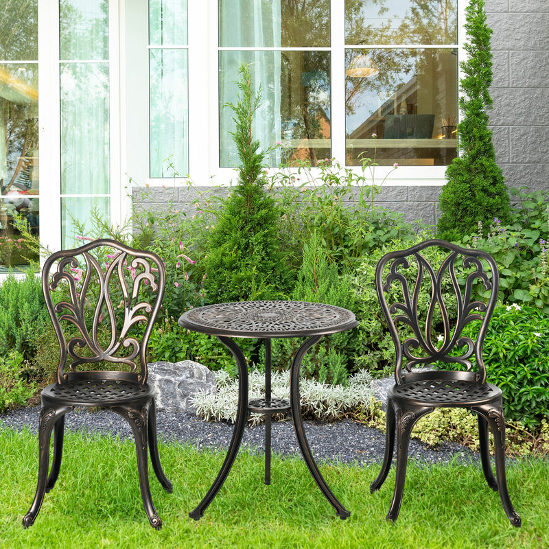 Outsunny 3 Piece Patio Bistro Set Outdoor Table Set With Umbrella Hole White