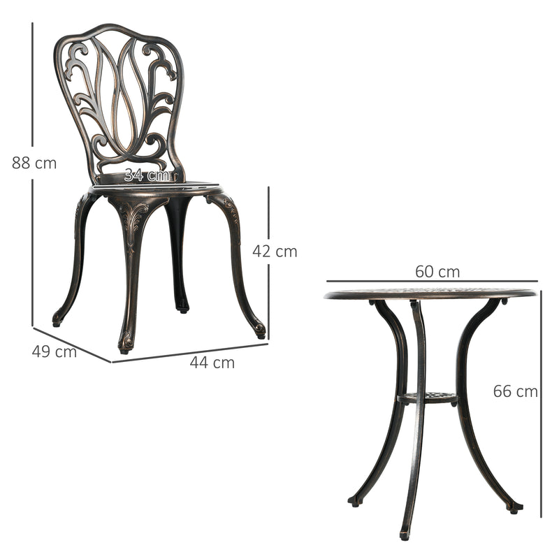 Outsunny 3 Piece Patio Bistro Set Outdoor Table Set With Umbrella Hole White
