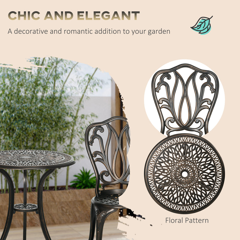 Outsunny 3 Piece Patio Bistro Set Outdoor Table Set With Umbrella Hole White