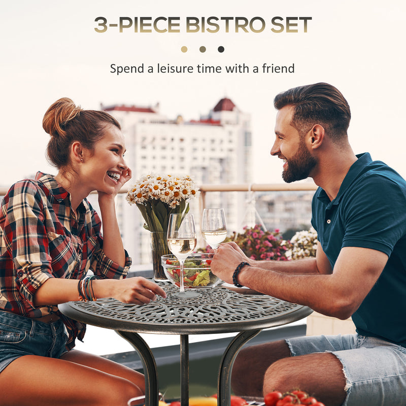Outsunny 3 Piece Patio Bistro Set Outdoor Table Set With Umbrella Hole White