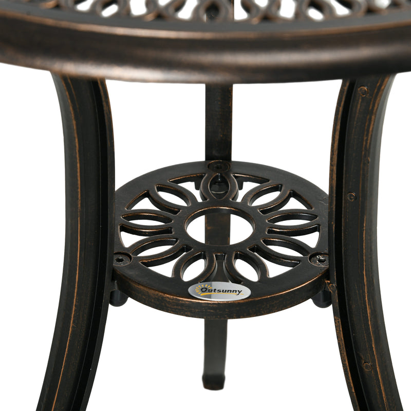 Outsunny 3 Piece Patio Bistro Set Outdoor Table Set With Umbrella Hole White