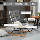 HOMCOM Rocking Chair For Nursery Upholstered Wingback Armchair Grey And Cream