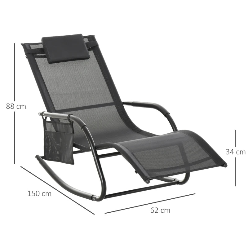 Outsunny Lounger Rocking Chair - Black