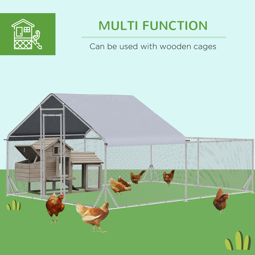 Chicken Run Rabbits PawHut Walk-In Chicken Run, Hen House, for Ducks, Rabbits w/ Water-Res