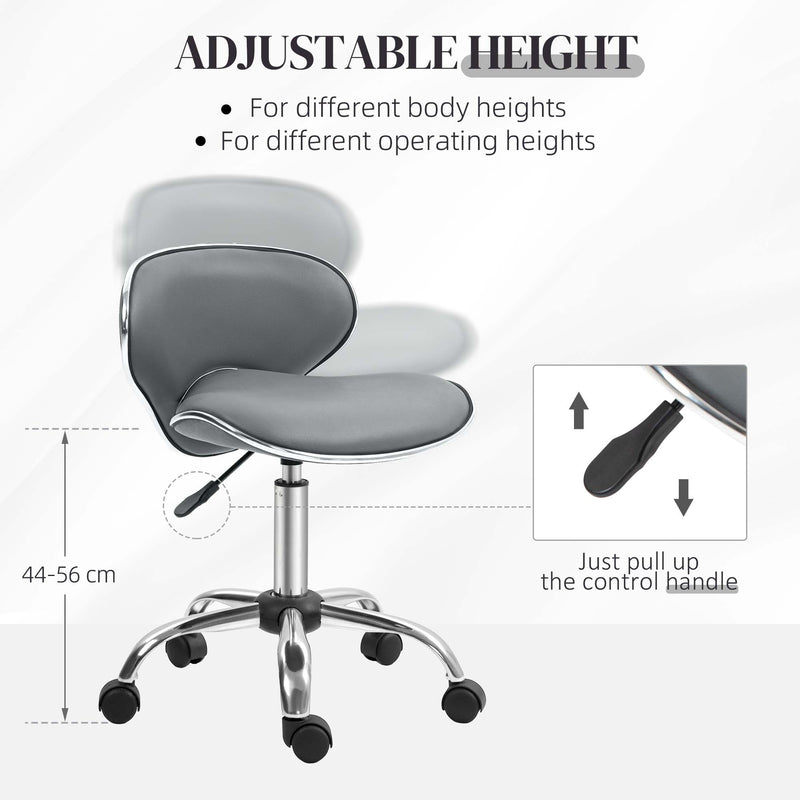 HOMCOM Office Chair Beauty Salon Rolling Technician Stool Chair - Black/Grey/Pink