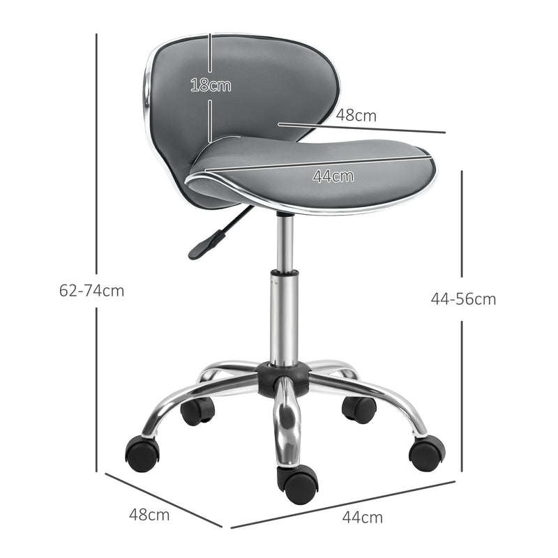 HOMCOM Office Chair Beauty Salon Rolling Technician Stool Chair - Black/Grey/Pink