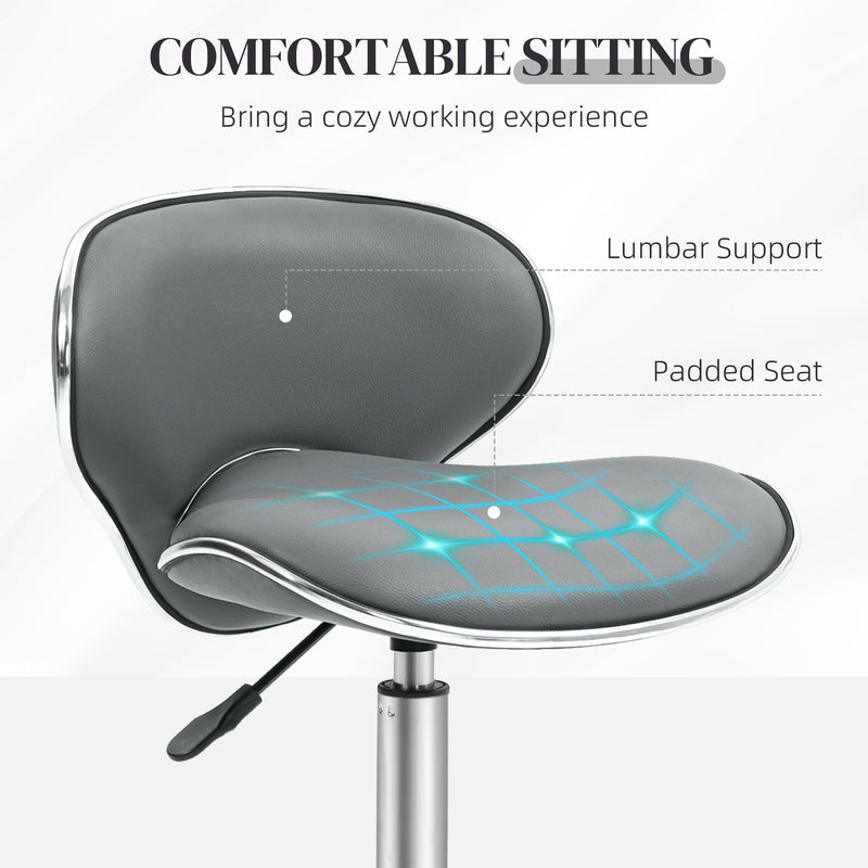 HOMCOM Office Chair Beauty Salon Rolling Technician Stool Chair - Black/Grey/Pink