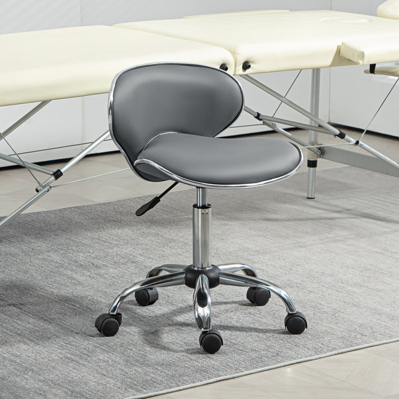HOMCOM Office Chair Beauty Salon Rolling Technician Stool Chair - Black/Grey/Pink