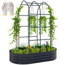 Outsunny 5 x 3 x 6ft Galvanised Raised Garden Bed with Trellis, Dark Grey