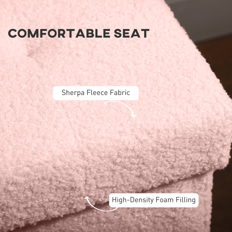 HOMCOM Foldable Velvet-Feel Storage Ottoman, 38 x 38 x 38 cm,