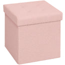 HOMCOM Foldable Velvet-Feel Storage Ottoman, 38 x 38 x 38 cm,