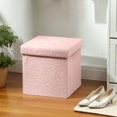 HOMCOM Foldable Velvet-Feel Storage Ottoman, 38 x 38 x 38 cm,
