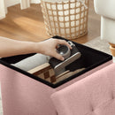 HOMCOM Foldable Velvet-Feel Storage Ottoman, 38 x 38 x 38 cm,