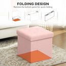 HOMCOM Foldable Velvet-Feel Storage Ottoman, 38 x 38 x 38 cm,