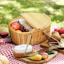 Outsunny Wicker Picnic Basket for 2 with Pine Wood Lid, Light Brown