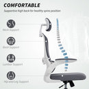 HOMCOM High Back Mesh Computer Desk Chair With Lumbar Support, Charcoal Grey