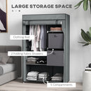 HOMCOM Fabric Portable Wardrobe With 2 Fabric Drawers, Hanging Rail, Grey