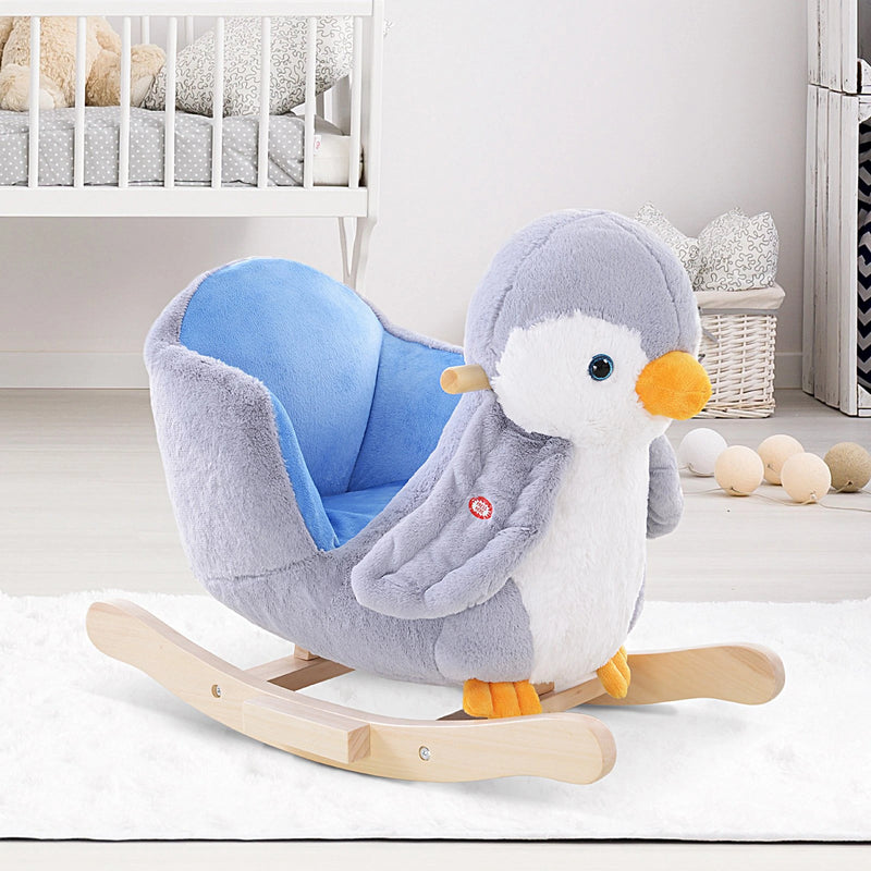 HOMCOM Children Rocking Penguin -Grey