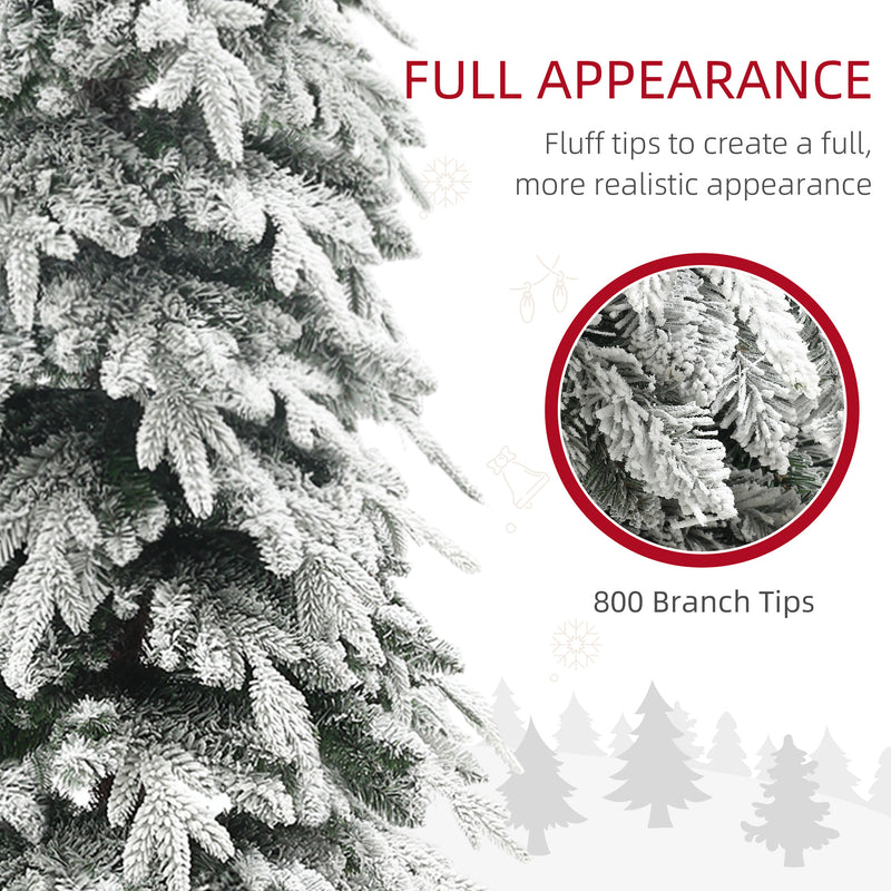 HOMCOM 7ft Flocked Pencil Christmas Tree with Auto Open, Steel Base