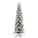 HOMCOM 7ft Flocked Pencil Christmas Tree With Auto Open, Steel Base