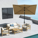 Outsunny 2 X 3(m) Garden Parasol Rectangular Market Umbrella W/ Crank - Brown/Beige/Black/Grey